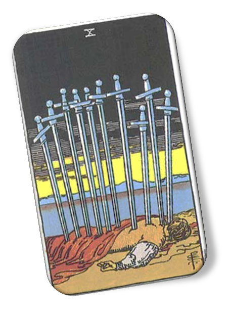 Ten of Swords Rider Waite image description