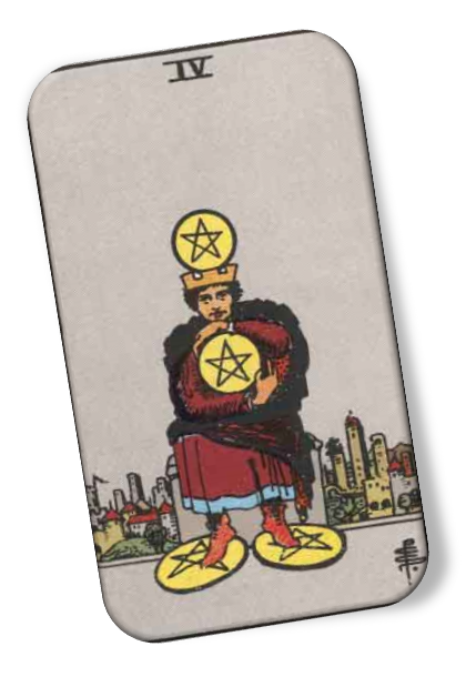 Four of Pentacles Rider Waite image description