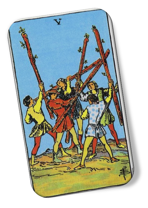 Five of Wands Rider Waite image description