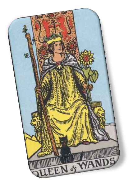 Queen of Wands Rider Waite image description