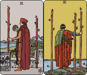 two and three of wands