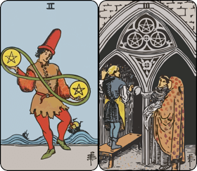 two and three of pentacles
