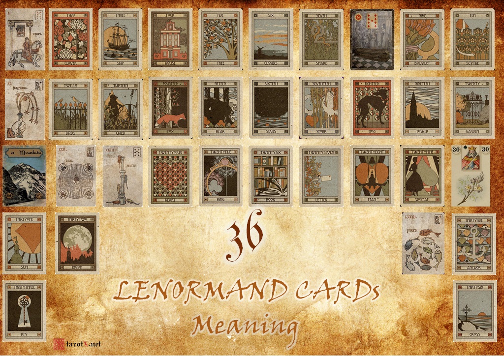 2 Kartendecks Vintage Orakel Lenormand Lila und Kirsche Dämmerung 36+36 Berenice