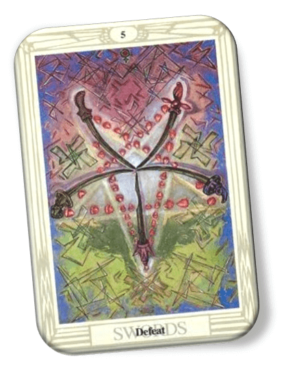 Analyze and describe 5 of Swords Thoth Tarot