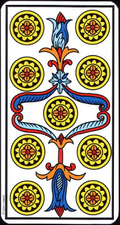 Nine Of Pentacles 9 De Deniers Tarot Card Meanings Marseille Tarotx