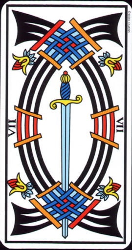 reversed meaning of 7 D'épée Tarot