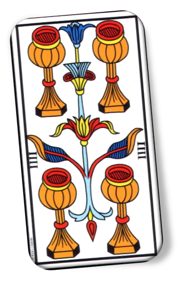 upright meaning of 4 De Coupe Tarot﻿