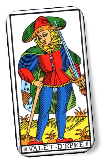 upright meaning of Valet D'épée Tarot