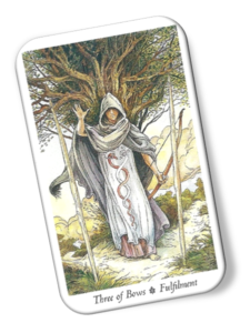 Three of Bows Wildwood Tarot Card Meanings - Fulfilment | TarotX