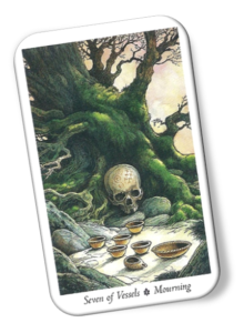 Seven of Vessels Wildwood Tarot Card Meanings - Mourning | TarotX