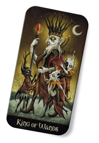 Description of King of Wands Deviant Moon Tarot
