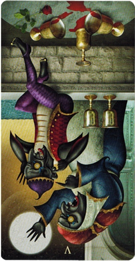 reversed meaning of Five of Cups Deviant Moon Tarot