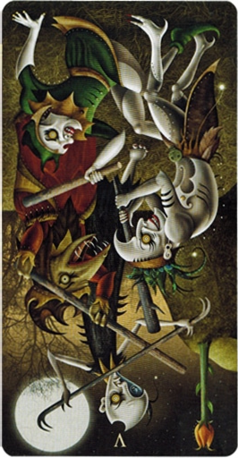 reversed meaning of Five of Wands Deviant Moon Tarot
