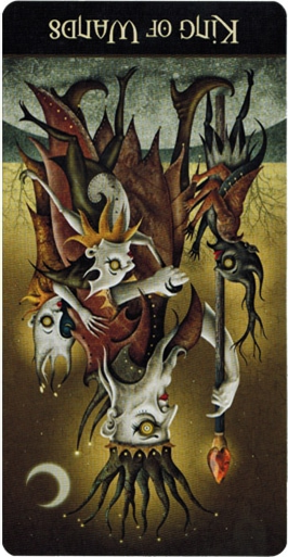 reversed meaning of King of Wands Deviant Moon Tarot