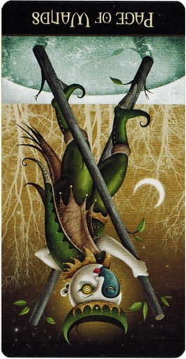 reversed meaning of Page of Wands Deviant Moon Tarot
