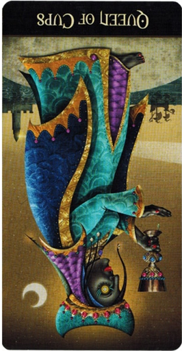 reversed meaning of Queen of Cups Deviant Moon Tarot