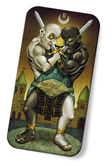 Description of Two of Swords Deviant Moon Tarot