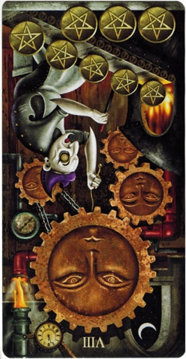 reversed meaning of Eight of Pentacles Deviant Moon Tarot