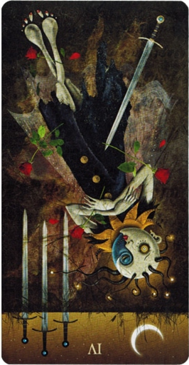 reversed meaning of Four of Swords Deviant Moon Tarot