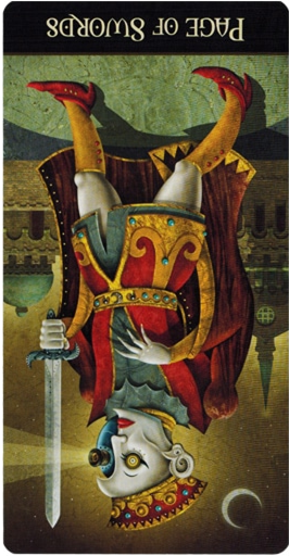 reversed meaning of Page of Swords Deviant Moon Tarot