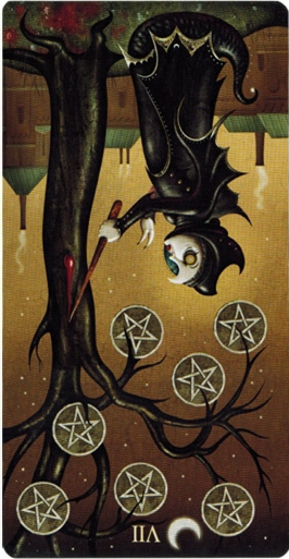reversed meaning of Seven of Pentacles Deviant Moon Tarot