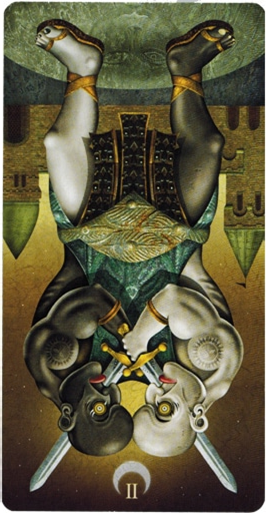 reversed meaning of Two of Swords Deviant Moon Tarot