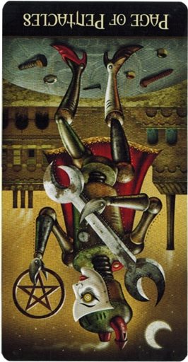 reversed meaning of Page of Pentacles Deviant Moon Tarot