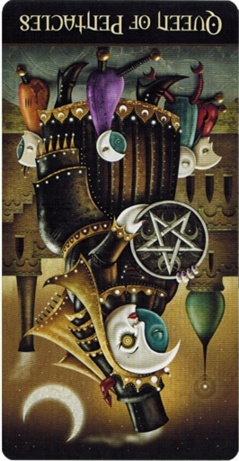 Đảo ngược ý nghĩa của Queen of Pentacles Deviant Moon Tarot