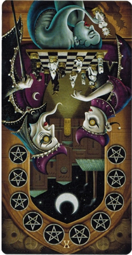 reversed meaning of Ten of Pentacles Deviant Moon Tarot