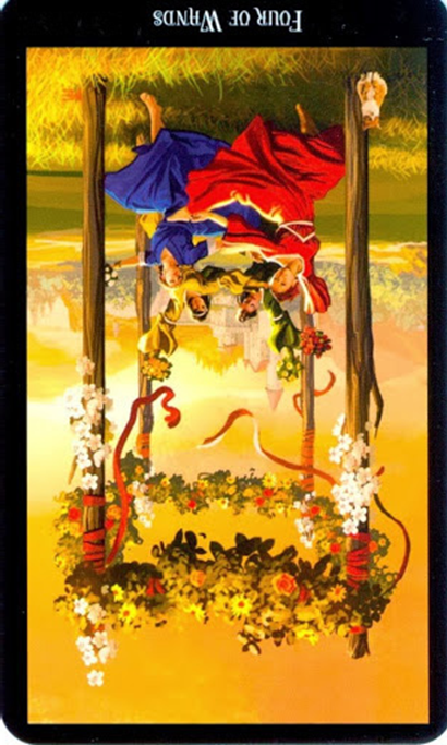 reversed four of wands witches tarot