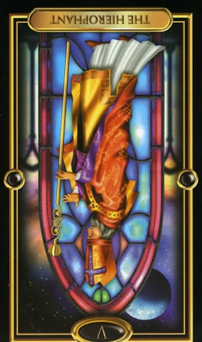 reversed the hierophant gilded tarot