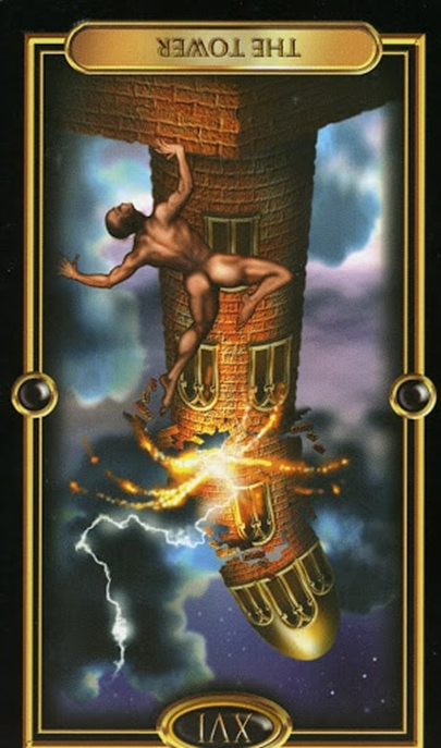 reversed the tower gilded tarot