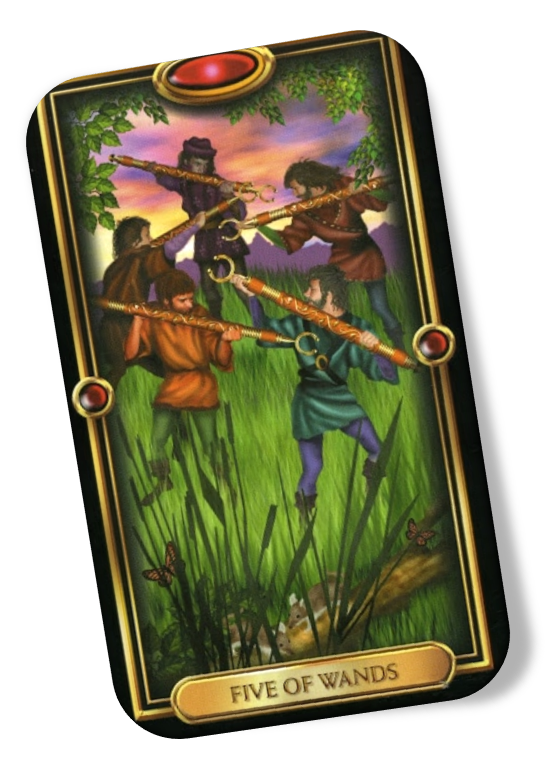 Five Of Wands Gilded Tarot Card Meanings TarotX Five Of Wands Gilded Tarot Card Meanings TarotX
