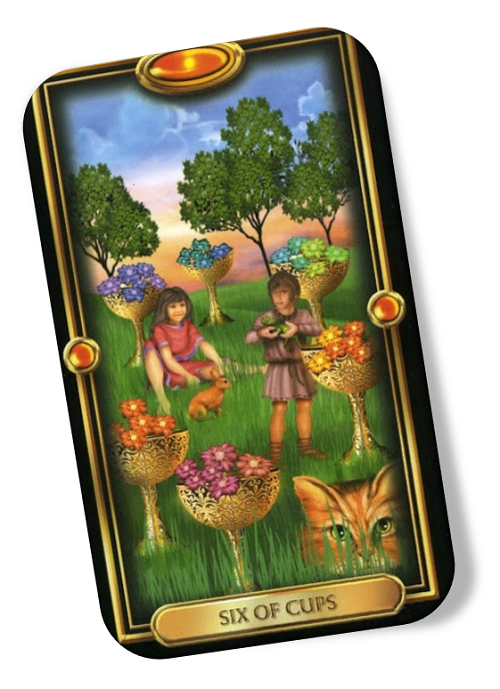 Six of Cups Gilded Tarot Card Meanings - Face a past Memory | TarotX