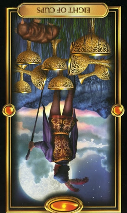 reversed eight of cups gilded tarot