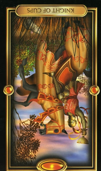 reversed knight of cups gilded tarot