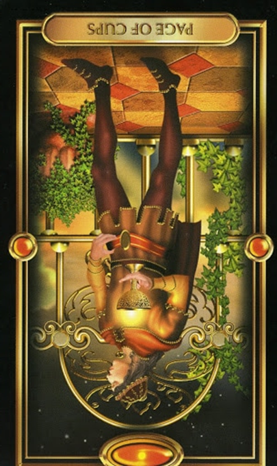reversed page of cups gilded tarot