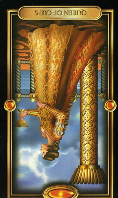 reversed queen of cups gilded tarot