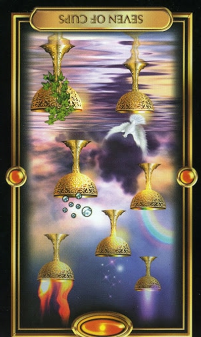 reversed seven of cups gilded tarot