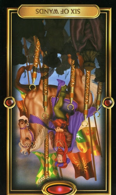 reversed six of wands gilded tarot