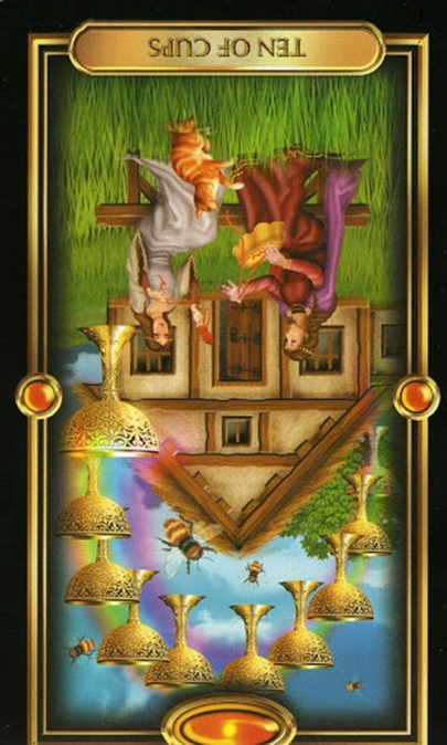 reversed ten of cups gilded tarot