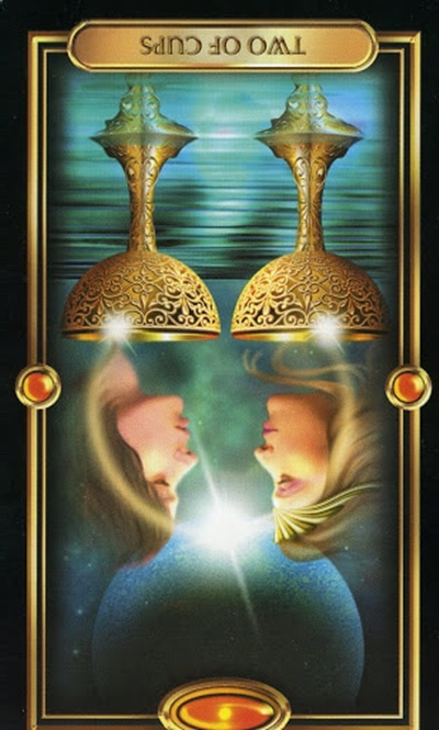 reversed two of cups gilded tarot