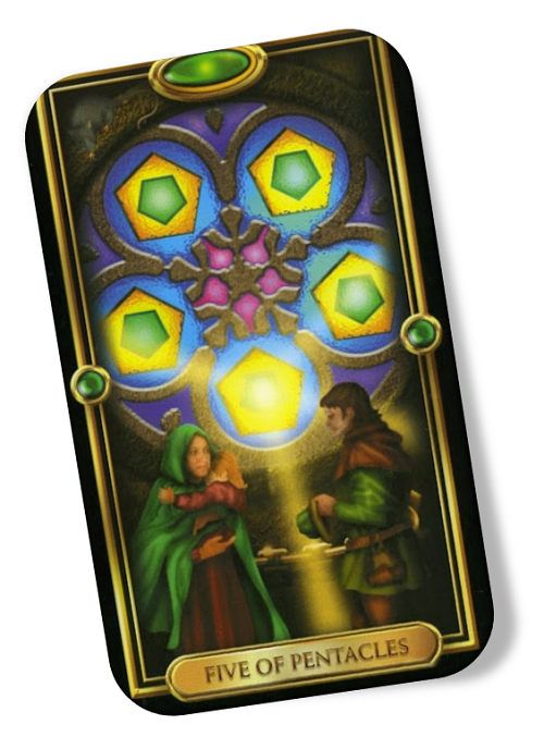 Meaning of the Five of Pentacles Gilded Tarot