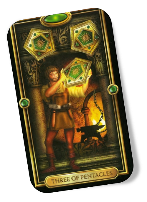 Meaning of the Three of Pentacles Gilded Tarot