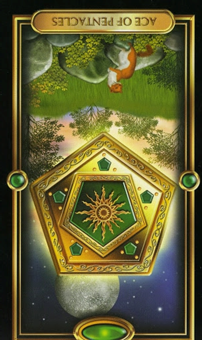 reversed ace of pentacles gilded tarot