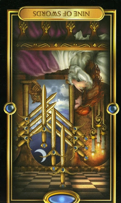 reversed nine of swords gilded tarot