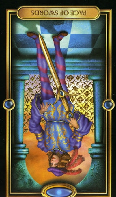 reversed page of swords gilded tarot