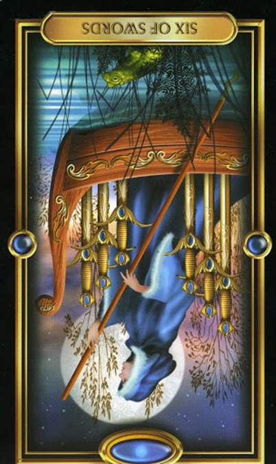 reversed six of swords gilded tarot