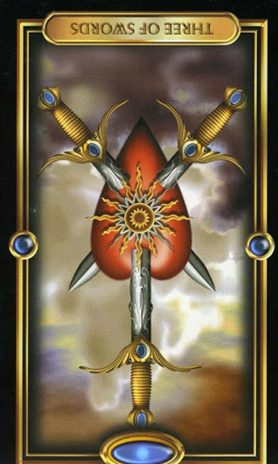 reversed three of swords gilded tarot
