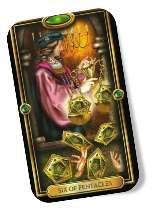 Meaning of the Six of Pentacles Gilded Tarot